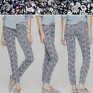 J Crew Liberty Art Fabrics Floral Jeans Toothpick Sz 28 Skinny Dark Blue Multi